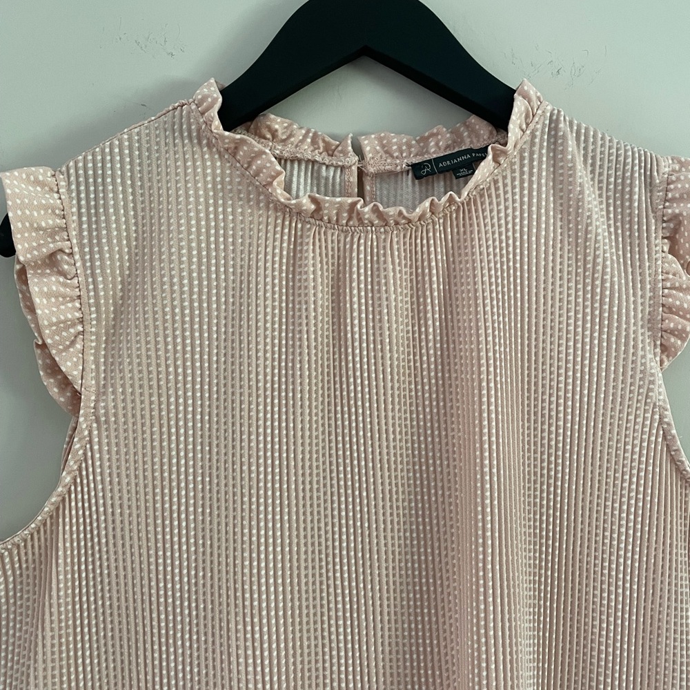 Adrianna Papell | Blush Stretch Jersey Polka Dot Top | Sz XL - Picture 5 of 14